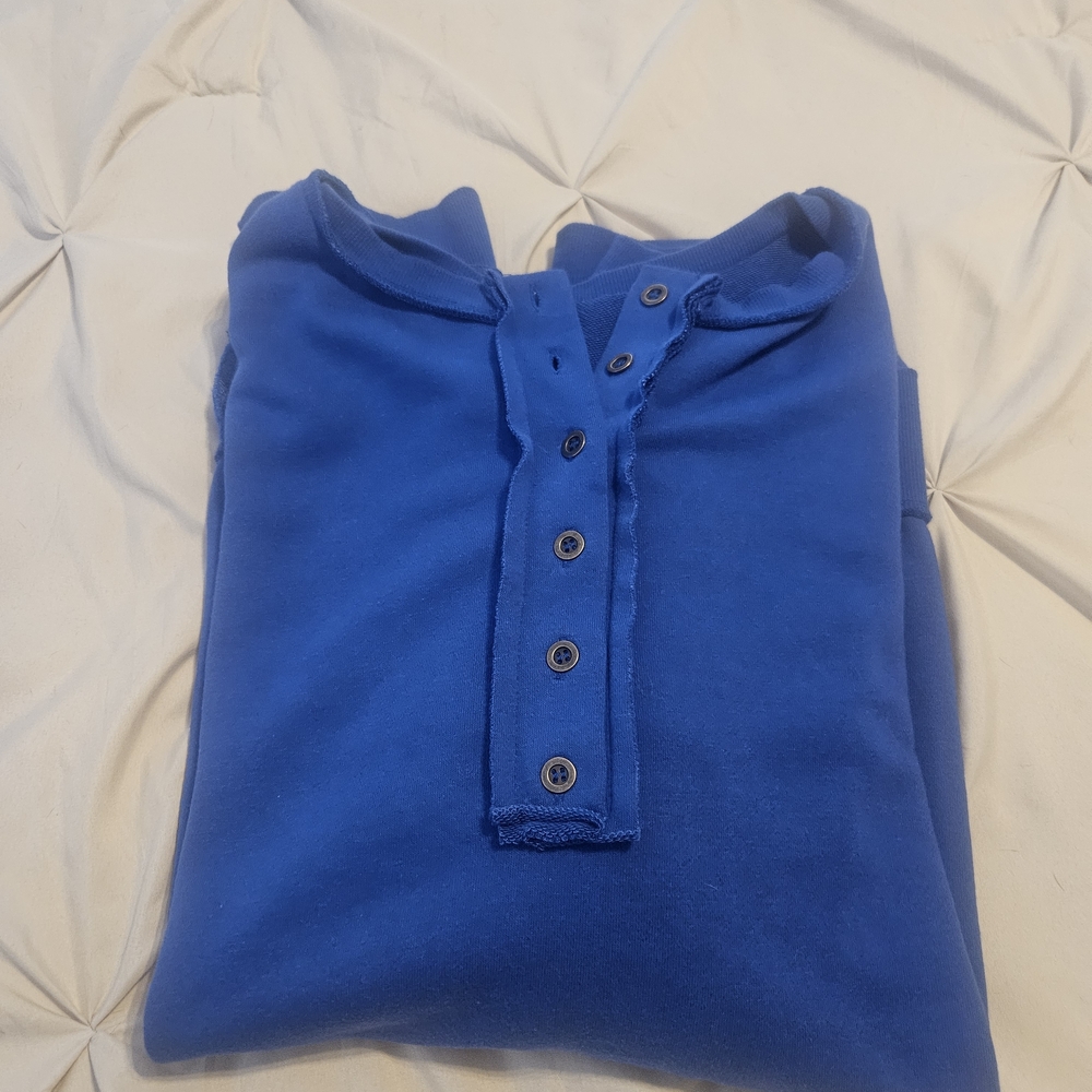 Amazon Blue Women's Button-Front Hoodie Sweatshirt